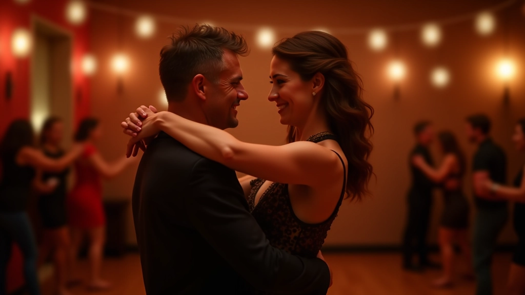 Mature dancers performing bachata with genuine connection and enjoyment